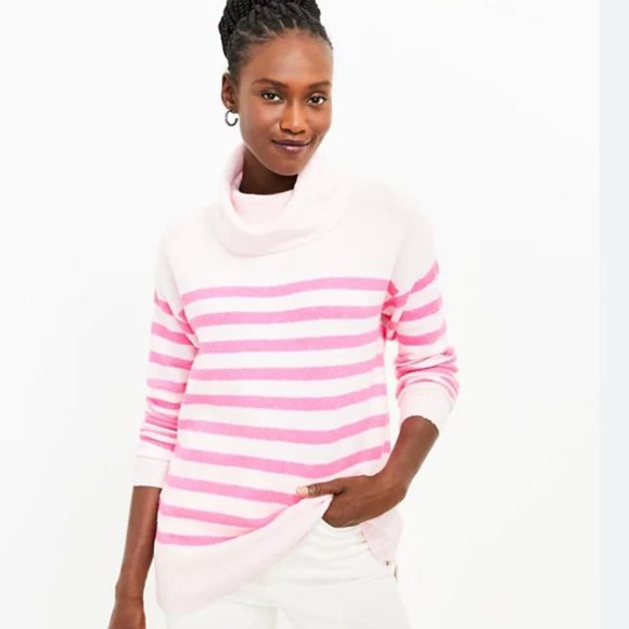 NWT LOFT Stripe Cowl Neck Tunic Sweater Super Oversized - Picture 3 of 8